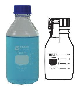 Laboratory Bottles with blue screw cap
